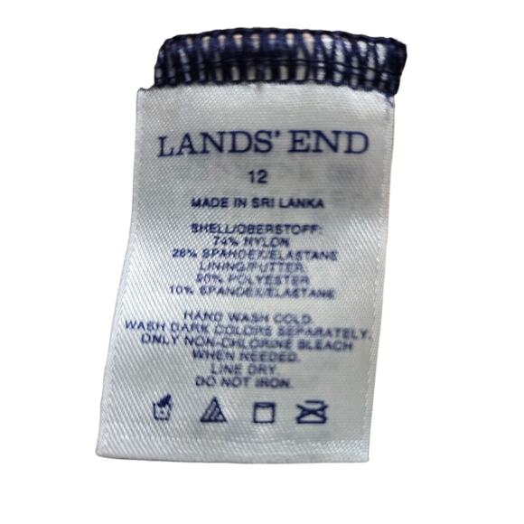 Lands End 12 Chlorine Resistant Soft Cup Tugless Sporty 1 Piece Striped Swimsuit - Picture 10 of 11